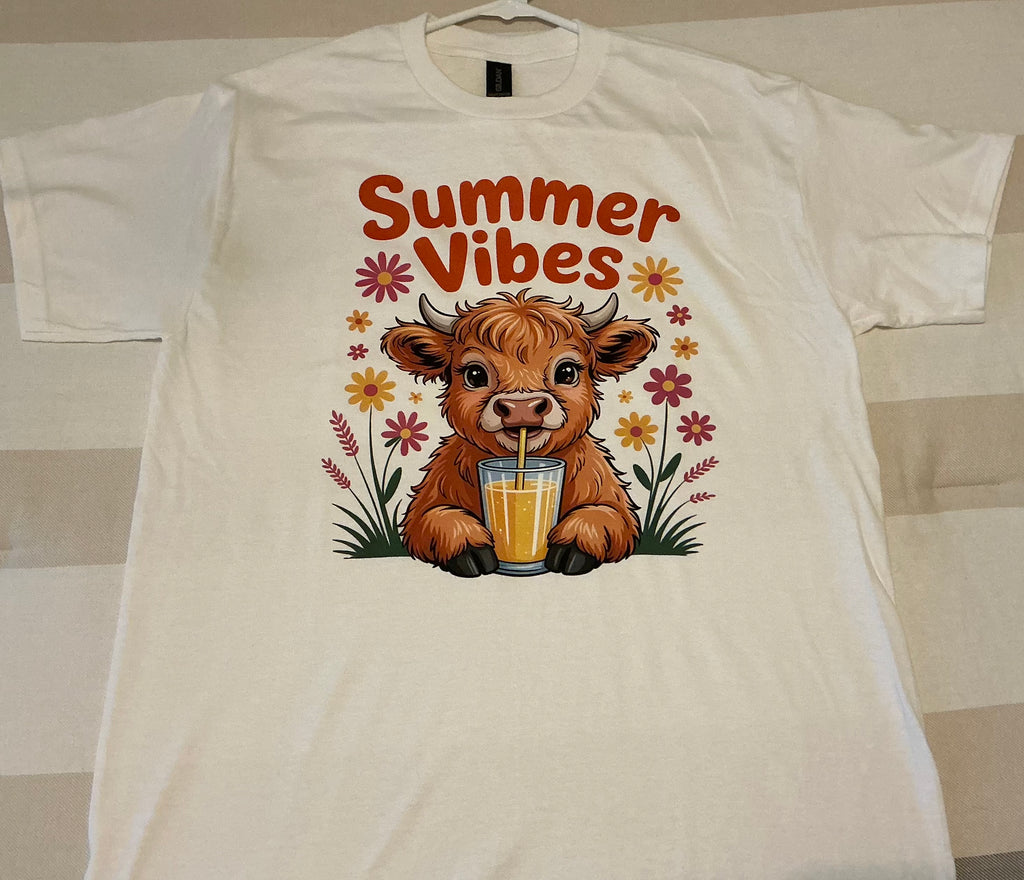 Summer Vibes Highland Cow Tee
