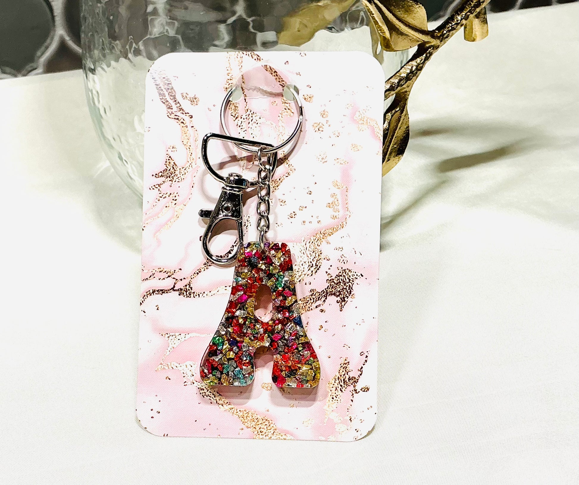 Resin Initial Keychain