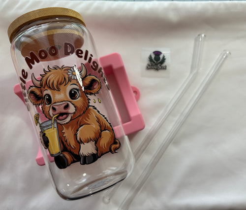 16 Oz Highland Cow Glass Tumbler